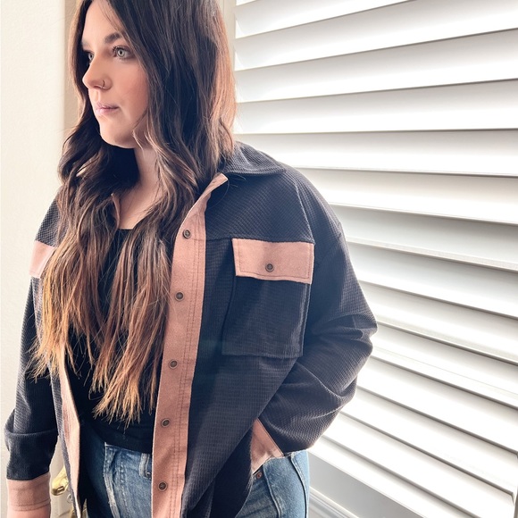Tops - Rainy Days Waffle Knit Shacket